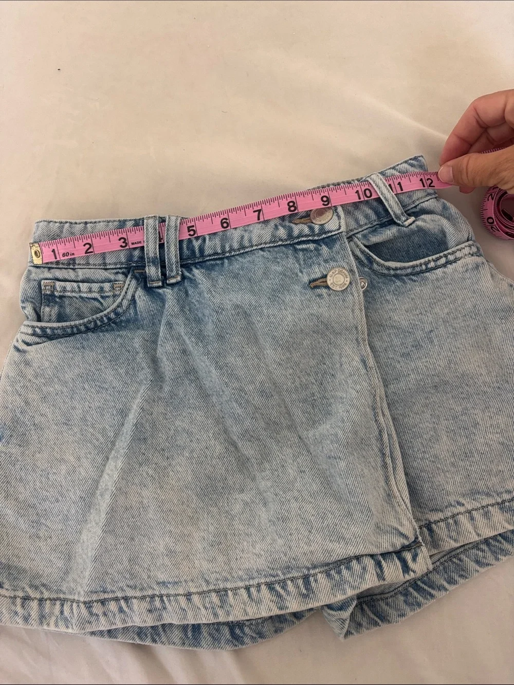 Kids GAP Y2K Acid Wash Light Blue Cotton Denim Wrap Skort Short/Skirt